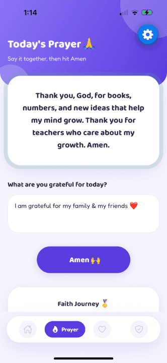 Today's prayer and gratitude box